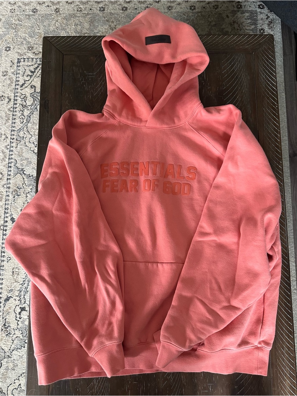 ESSENTIALS Coral Pink Pullover Hoodie - Size XL